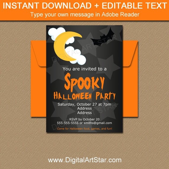 Halloween Invitation for Adults Halloween Party Invitation Instant Download, Spooky Halloween Birthday Invitation, Halloween Printables Il_570xn