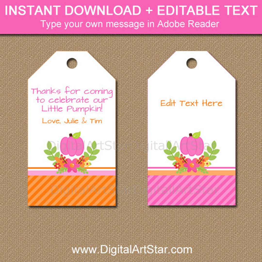 PUMPKIN Favor Tags Little Pumpkin Hang Tags PRINTABLE Fall Baby Shower ...