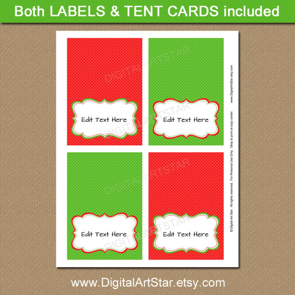 Printable Christmas Buffet Card Christmas Labels Holiday - Etsy