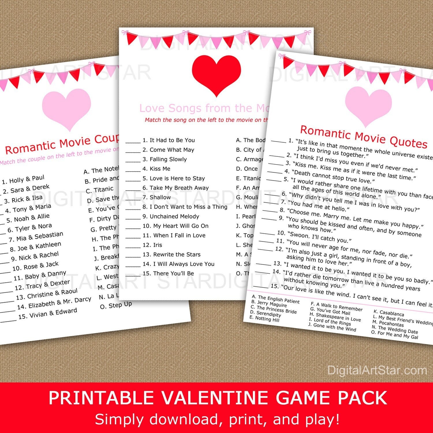 Valentine Game Bundle Valentines Day Games Printable - Etsy