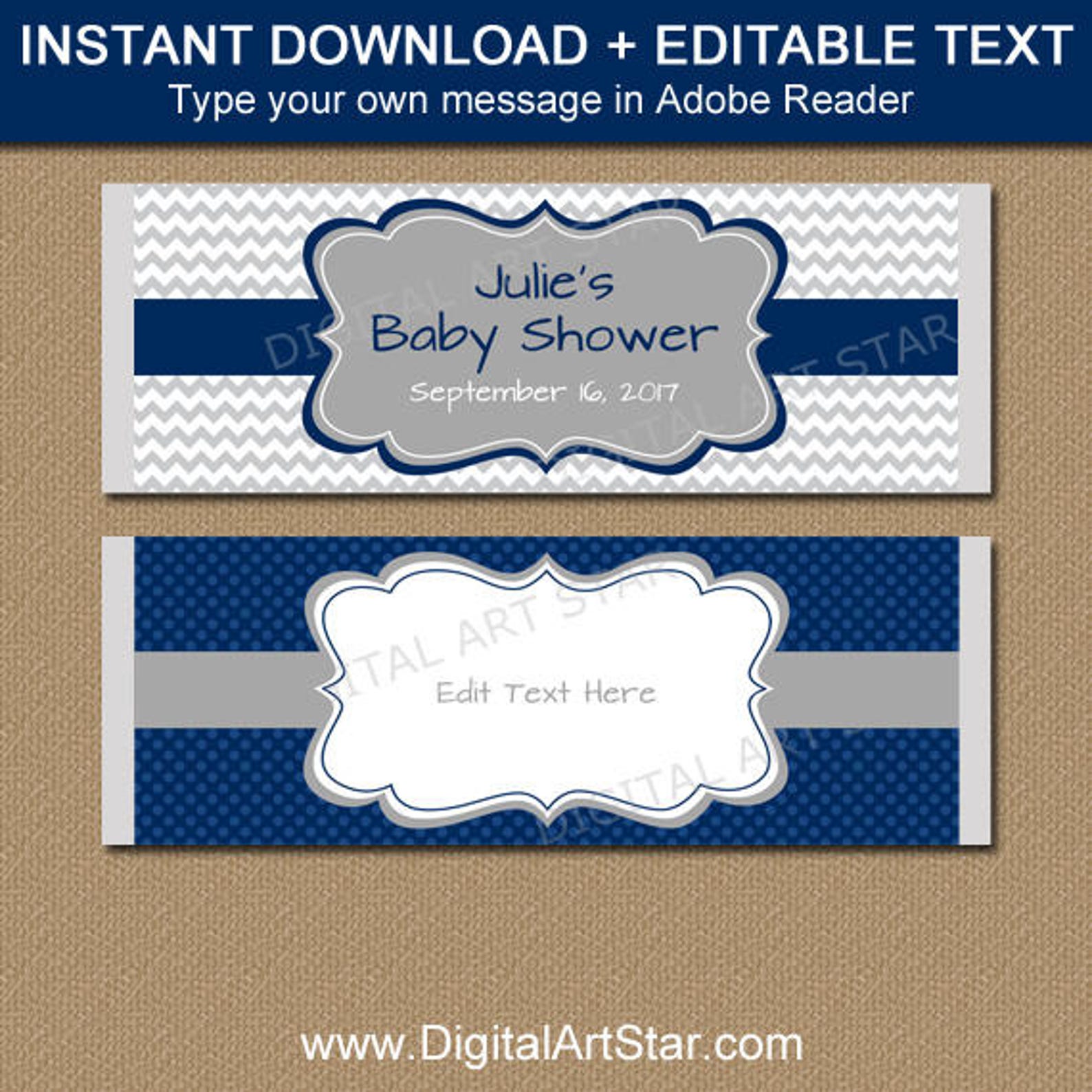 Baby Boy Shower Candy Bar Wrappers Baby Shower Thank You Etsy