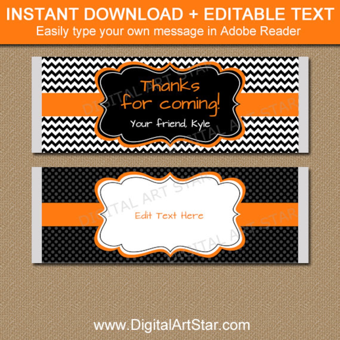 Halloween Candy Bar Wrappers Black and Orange Candy Wrappers Etsy