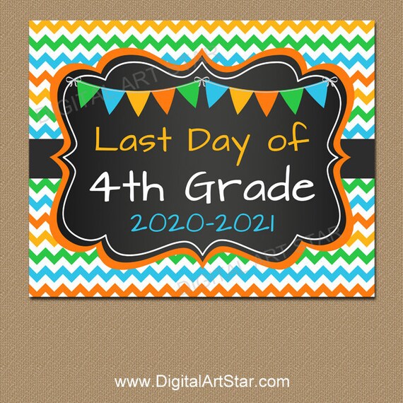 Last Day of Fourth Grade Chalkboard Sign, Printable Last Day of School Sign Download, Last Day of 4th Grade Sign Instant Download S1 Il_570xn