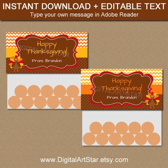 Thanksgiving Treat Bag Toppers, Printable Thanksgiving Party Favors ...