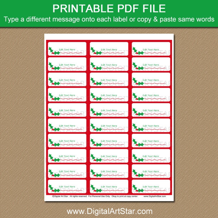 Printable Christmas Return Address Labels, Printable Christmas Mailing Labels With Holly, Editable Christmas Address Label Template - Etsy printable-christmas-return-address-labels-printable-christmas-mailing-labels-with-holly-editable-christmas-address-label-template-etsy
