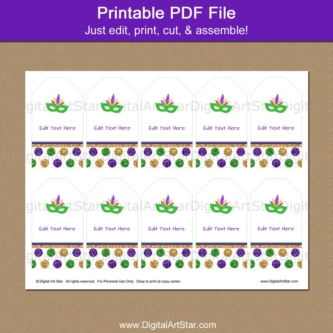 mardi gras name tags