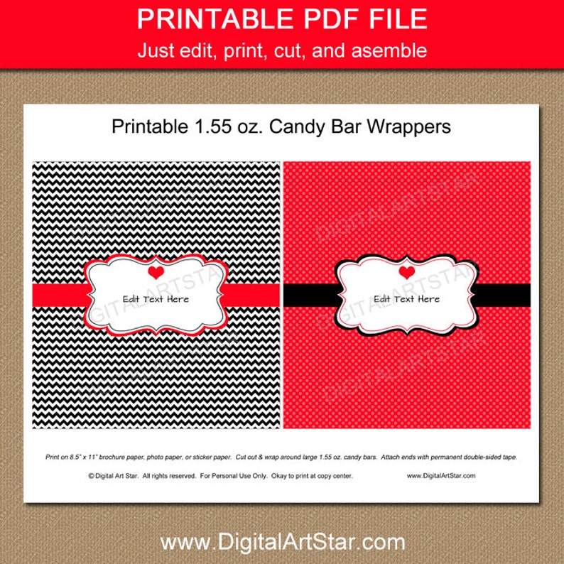 Bridal Shower Candy Bar Wrappers PRINTABLE Wedding Candy | Etsy