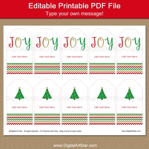 Printable Christmas Gift Tags Editable Christmas Hang Tags Holiday Gift ...