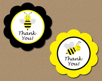 Druckbare Danke Tags - DIY Bumble Bee Party Favor Tags - Gelb Schwarz - SOFORTIGER DOWNLOAD