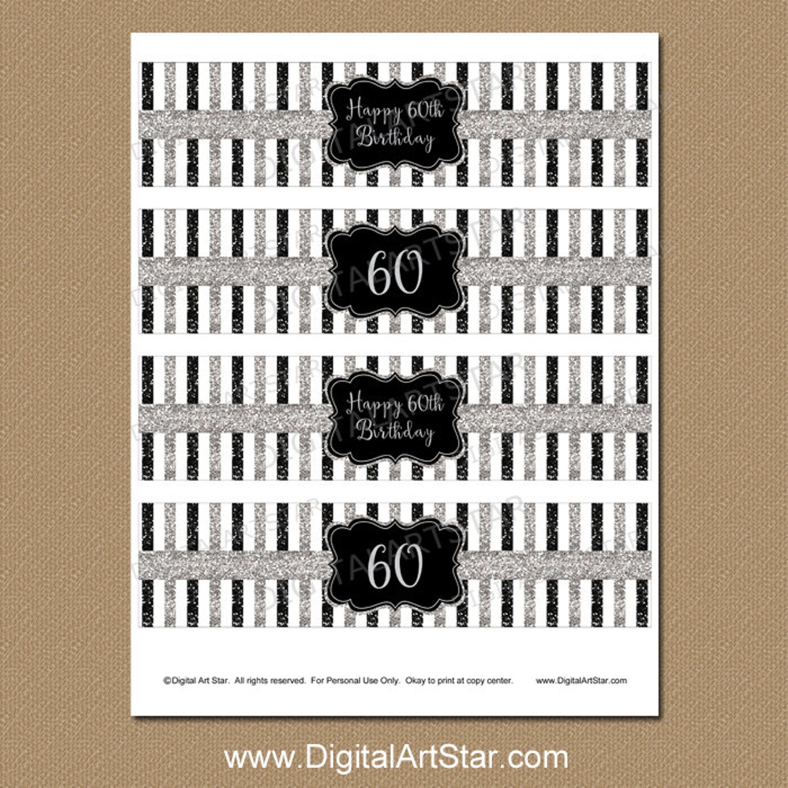 60th Birthday Decorations 60th Birthday Water Bottle Labels - Etsy