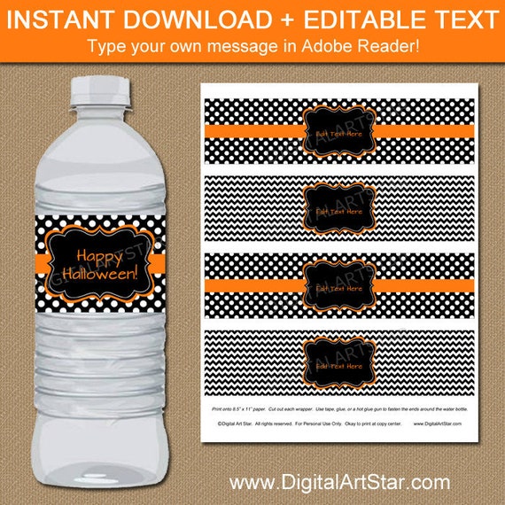 Halloween Water Bottle Labels Template Printable Drink Bottle Labels