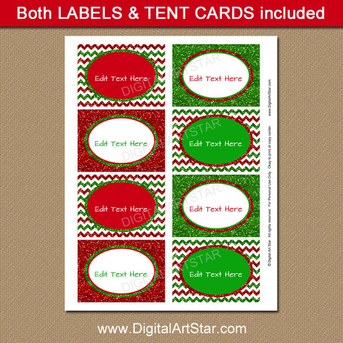 Christmas Labels Printable Candy Buffet Labels Place Cards - Etsy