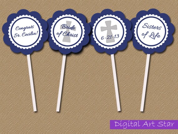 Items similar to Catholic Religious Profession Cupcake Toppers ...