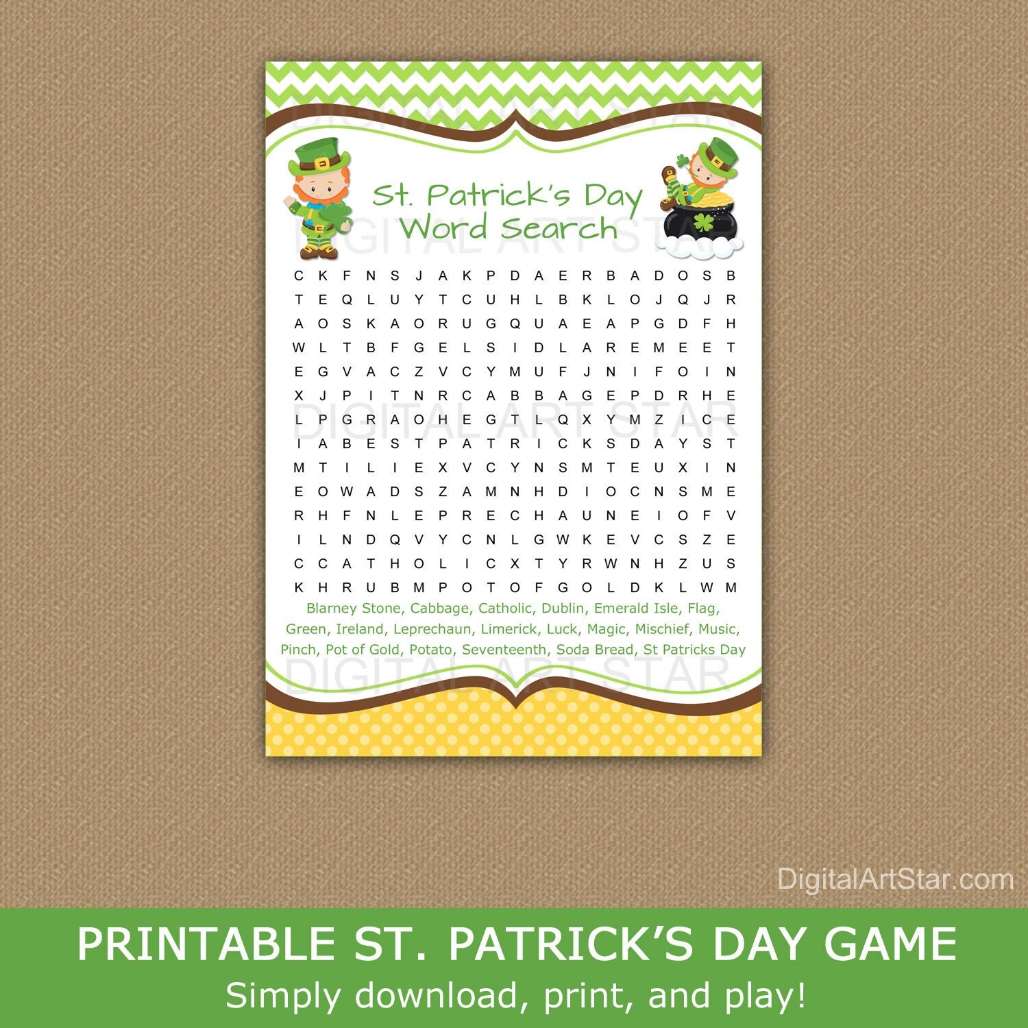st patrick s day word search printable word search st etsy