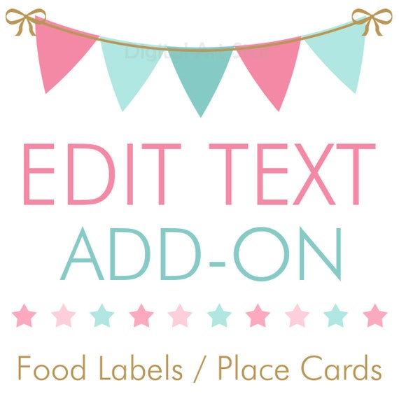 FOOD LABELS Edit Text Add-On - Personalize My Place Cards, Food Labels, Food Tents, Candy Buffet Labels Il_570xn