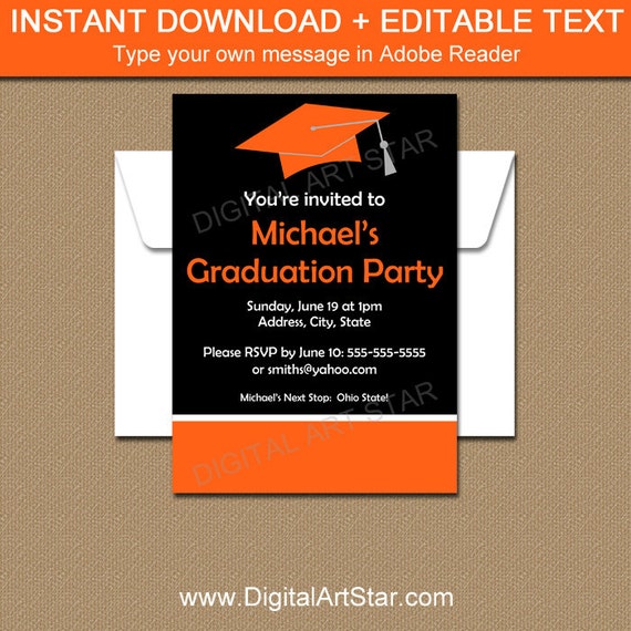 graduation party invitation template graduation invitation etsy