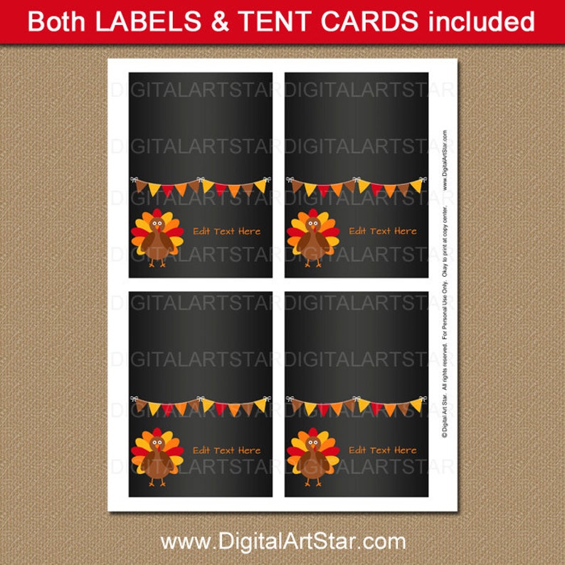 Thanksgiving Food Labels EDITABLE Thanksgiving Buffet Cards Printable Thanksgiving Place Cards Table Tents Food Tents Fall Labels image 3