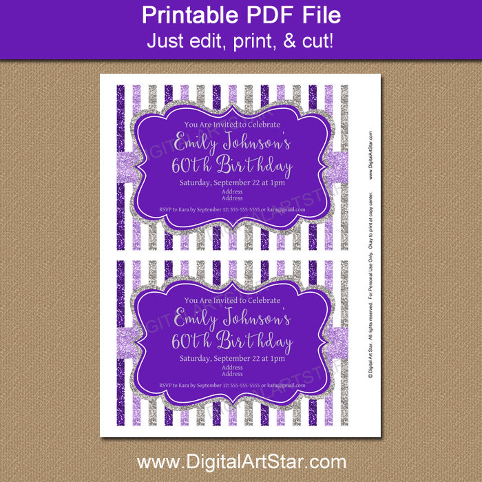 60th Birthday Invitations for Women EDITABLE Invitation | Etsy