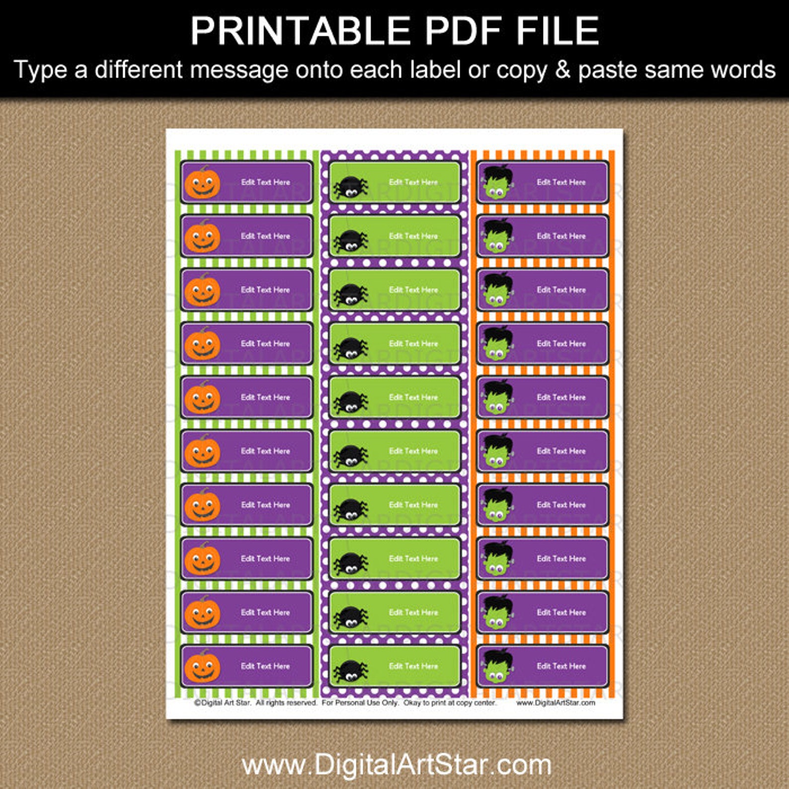 Halloween Address Labels Template Halloween Return Address Etsy