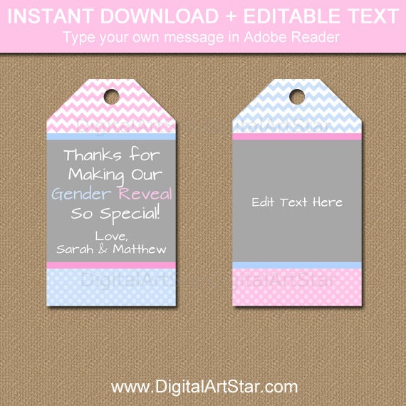 Gender Reveal Party Tags Tags for Favors Tags for Baby Etsy
