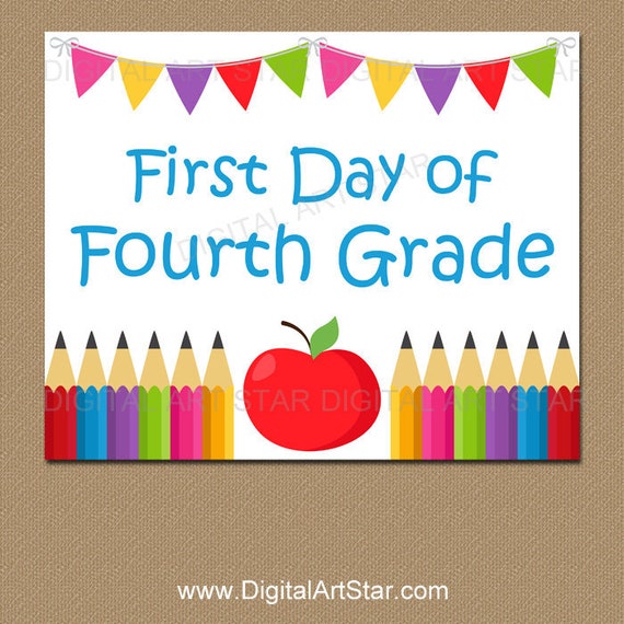 Printable First Day Of 4th Grade Sign 1st Day Of School Sign Etsy Ireland