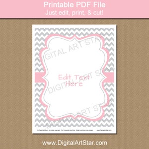 Baby Shower Sign, Welcome Sign, Front Door Sign, Girl Baby Shower Decor, Guest Book Sign, Diaper Raffle Sign, Pink Gray Chevron Sign BB1 image 2