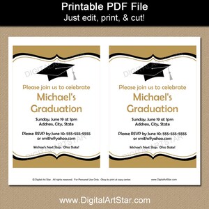 EDITABLE Graduation Invitations, Printable Graduation Party Invitations ...