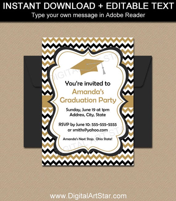 graduation announcement college printable graduation invitation