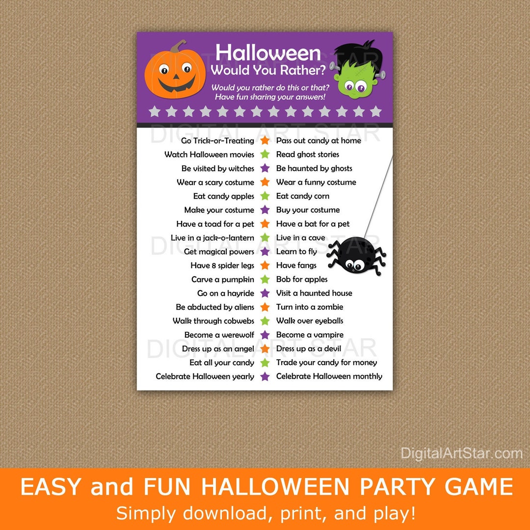 Halloween Would You Rather Halloween Game Printables