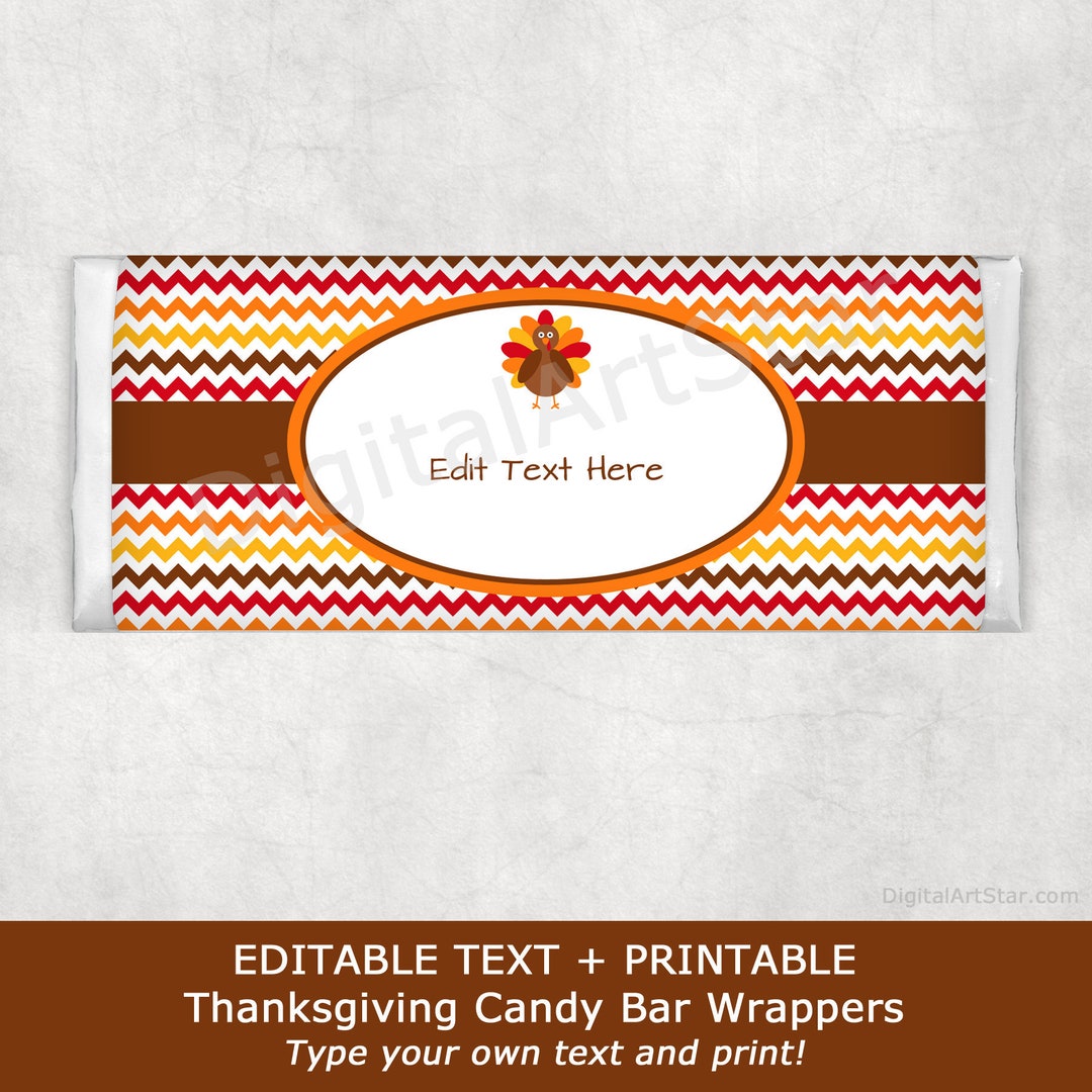 Thanksgiving Printable Candy Bar Wrappers Editable Template ...
