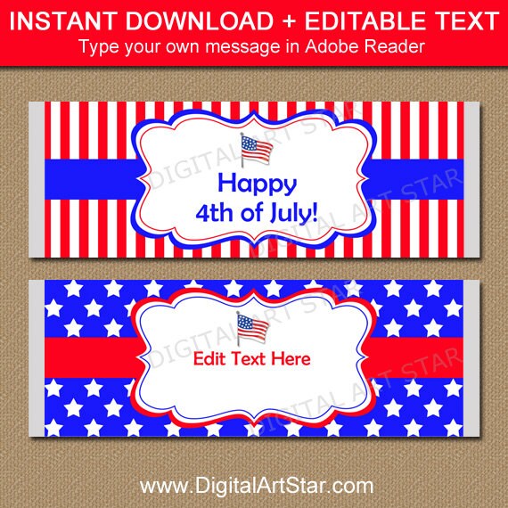 4th of July Party Favors, Fourth of July Party Supplies, Printable Candy Bar Labels, Patriotic Party, Military Favors Instant Download P1 Il_570xn