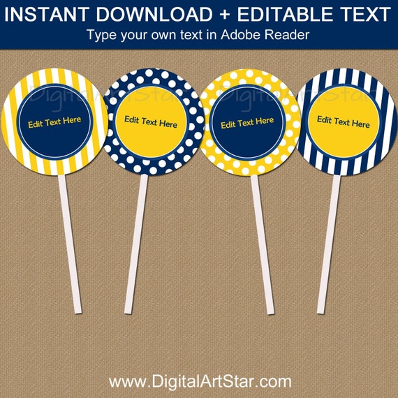 Yellow Cupcake Toppers