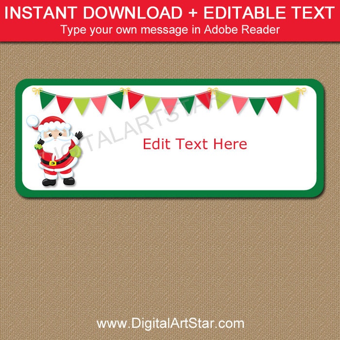 Santa Address Labels Santa Return Address Label Template - Etsy