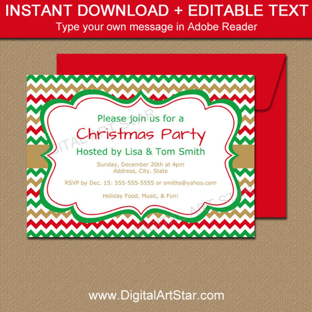 Printable Holiday Invitation Template EDITABLE Christmas Invitation ...