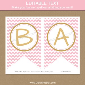 Pink and Gold Baby Shower Banner Instant Download Gold and Pink Baby ...