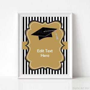 Graduation Sign Template, Black and Gold Graduation Signs for Table, Graduation Decorations 2024, Graduation Printables, Door Sign G4 image 2