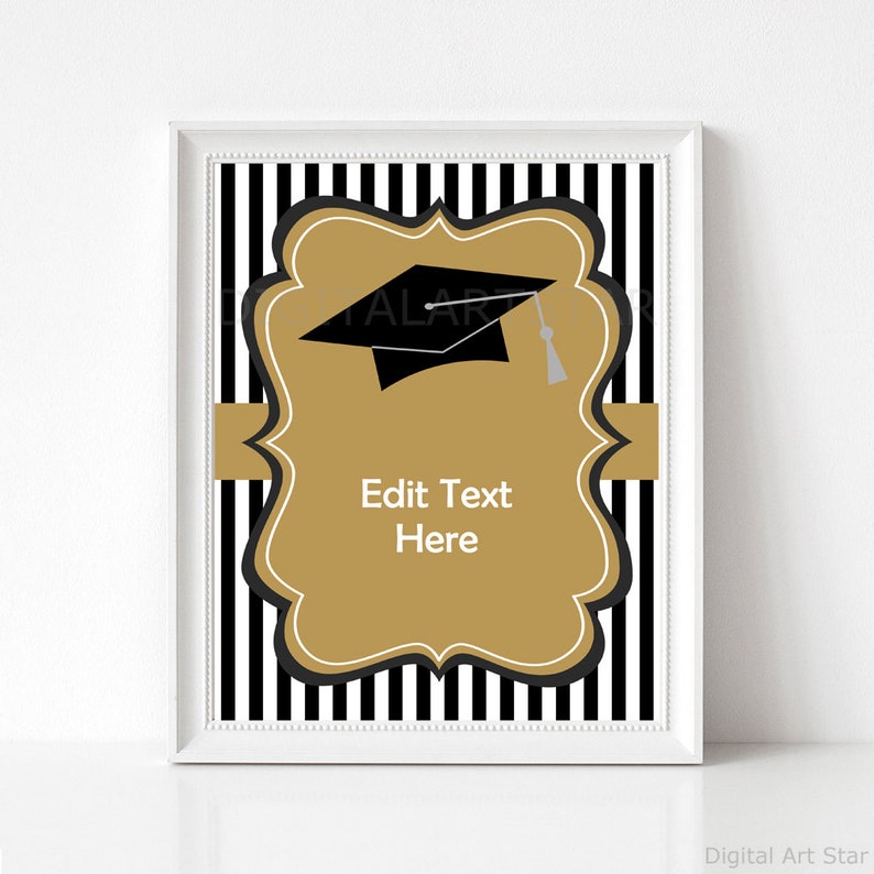 Graduation Sign Template, Black and Gold Graduation Signs for Table, Graduation Decorations 2024, Graduation Printables, Door Sign G4 image 2