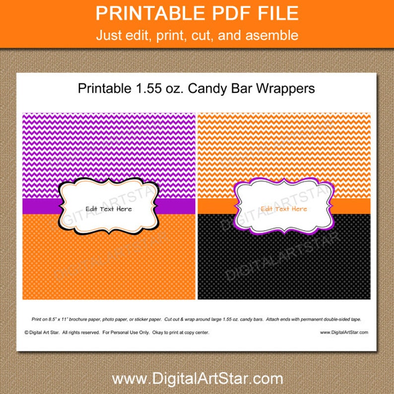 Halloween Candy Bar Wrapper Download, Halloween Party Favors for Adults, Chocolate Wrapper Printable, Editable Candy Wrapper Template image 2