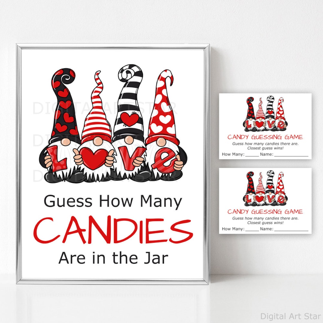 Guess How Many Candies Are in the Jar Cards and Sign, Printable