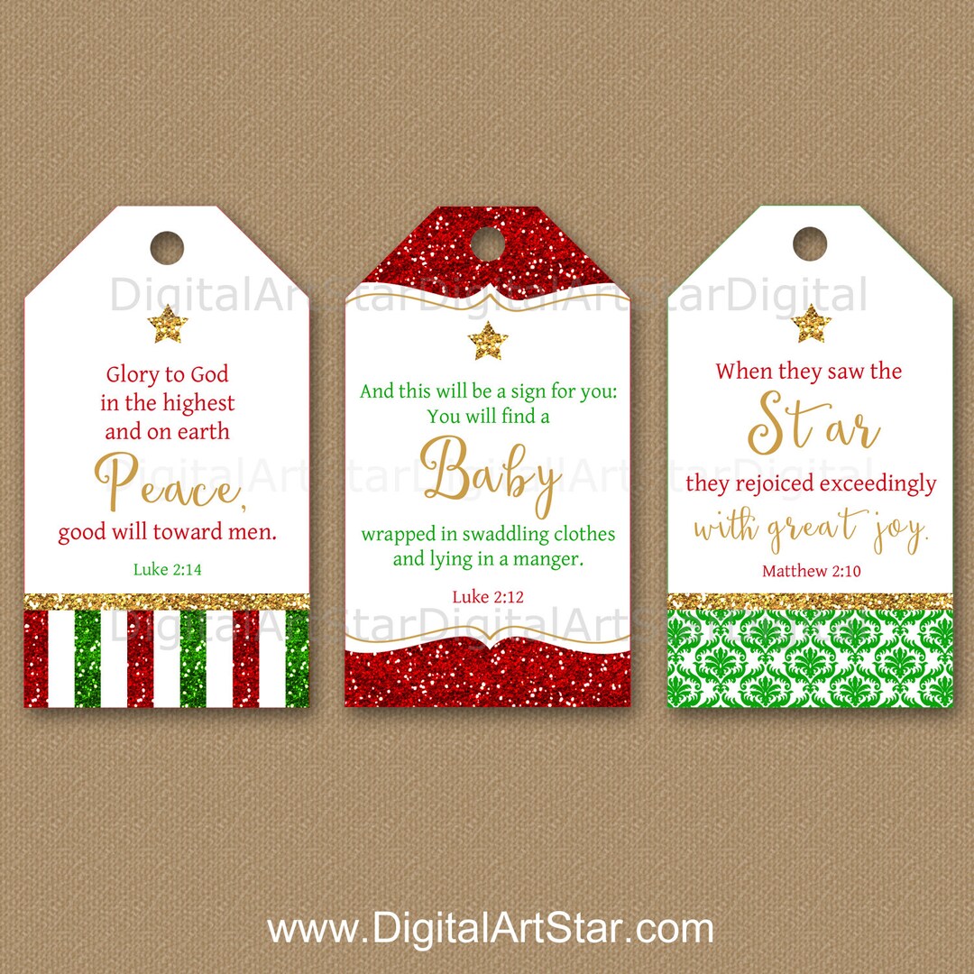 Christmas Tags, Christmas Bible Verse Tags, Christmas Hang Tags, Bible ...
