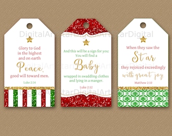 Christmas Tags, Christmas Bible Verse Tags, Christmas Hang Tags, Bible Verse Christmas Gift Tags, Religious Christmas Tags Printable B4