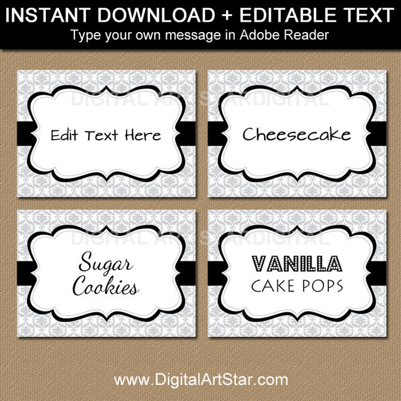 Printable Candy Buffet Labels Wedding Labels Silver Food | Etsy