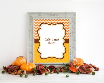 Editable Thanksgiving Sign, Thanksgiving Decor, Fall Sign, Thanksgiving Printable Sign for Table, Thanksgiving Party Sign Template T1