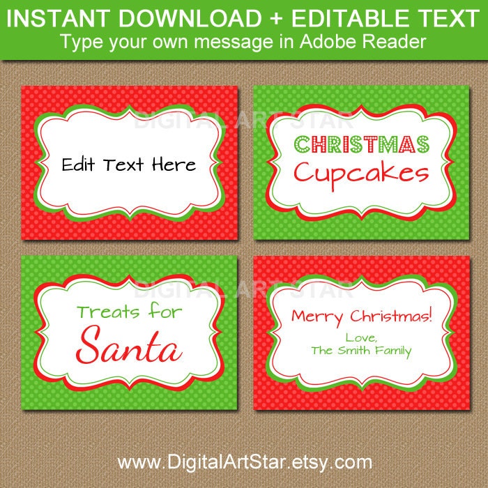 Printable Christmas Buffet Card Christmas Labels Holiday Etsy