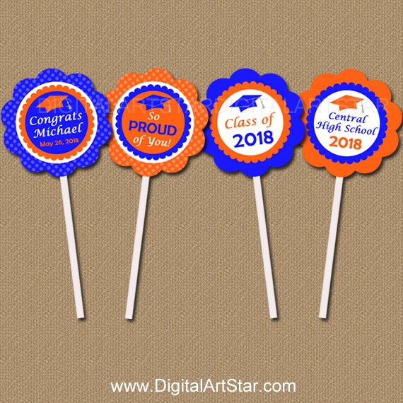 Personalized College Graduation Party Decorations 2018 Cupcake Toppers ...