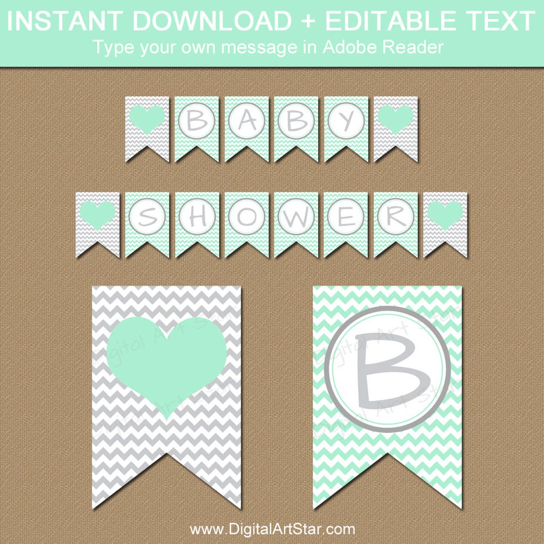 Mint and gray baby shower decorations 2025