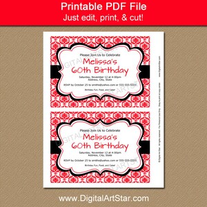Red and Black Invitation Template EDITABLE Red Birthday - Etsy