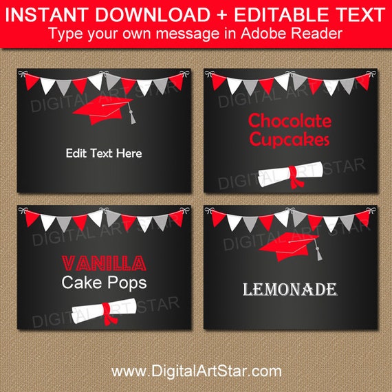 Chalkboard Graduation Food Labels, Graduation Candy Buffet Labels, Editable Buffet Cards, High School Graduation Party Decorations 2022 G7 Il_570xn