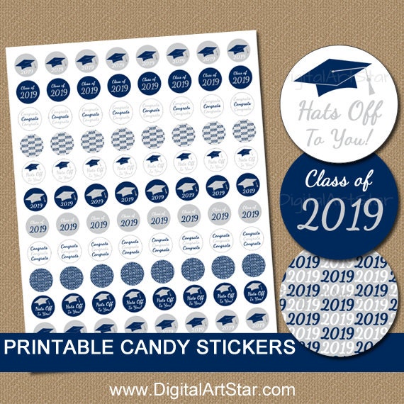 Graduation Party Favors Navy Gray Graduation Candy Stickers High