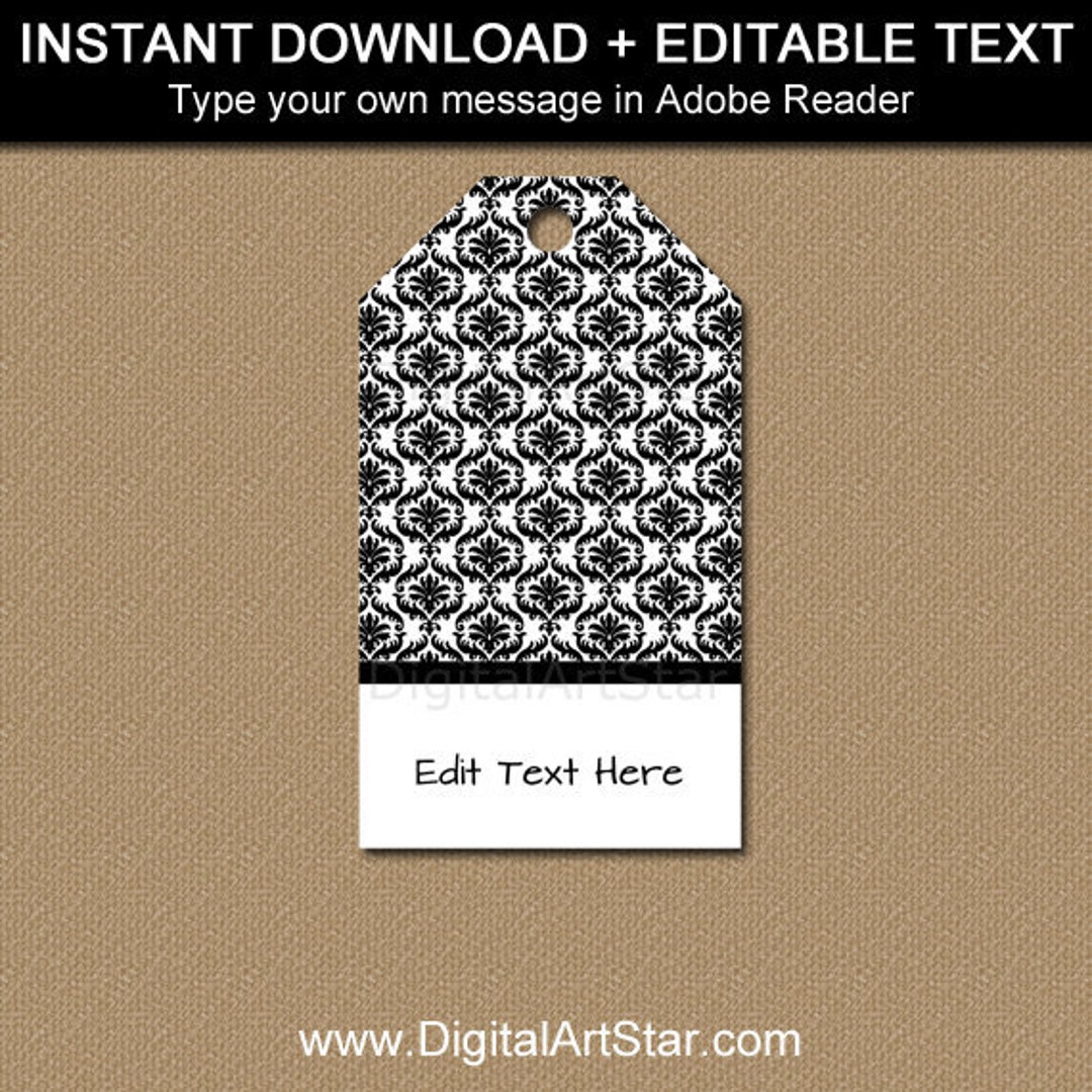 Black and White Printable Tags, Black and White Tags for Birthday ...